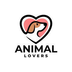 illustration of a dog inside a heart shape. good for pet care logo or any business related to dog.