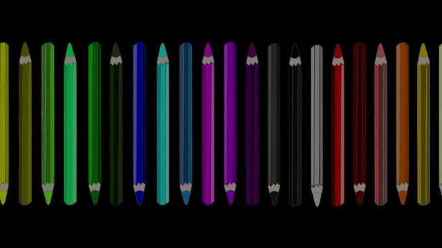 Paleta de colores en parte superior con lapiceros de color
