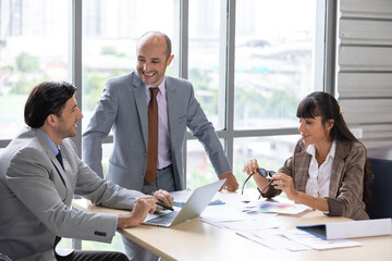 businesspeople team meeting and brainstorming works on the table in conference room