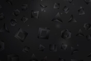 Dark Gray vector background with triangles, rectangles.