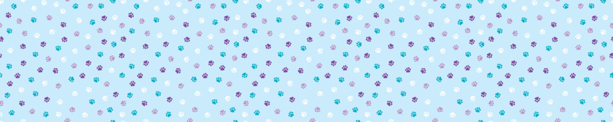 Fototapeta na wymiar Seamless pattern with dog paws. Cute and childish design for fabric, textile, wallpaper, bedding, swaddles toys or gender-neutral apparel.