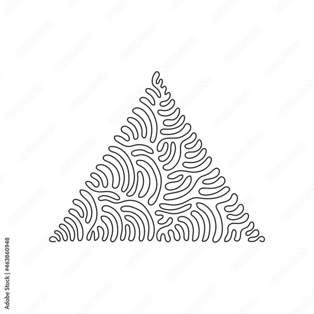 Poster single one line drawing triangle icon on white background. flat style. triangle icon for your web si