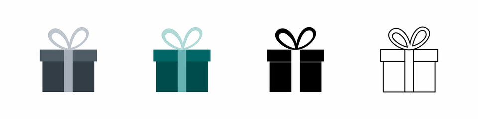 Set gift box. Gift box icon in line style. vector illustration