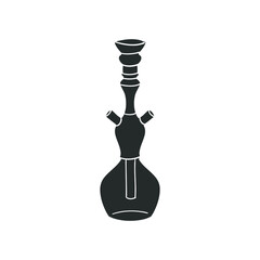 Hookah Icon Silhouette Illustration. Smoke Pipe Vector Graphic Pictogram Symbol Clip Art. Doodle Sketch Black Sign.