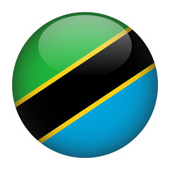 Tanzania 3D Rounded Country Flag button Icon
