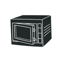 Fototapeta premium Microwave Icon Silhouette Illustration. Kitchen Machine Vector Graphic Pictogram Symbol Clip Art. Doodle Sketch Black Sign.