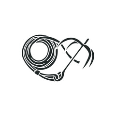 Ninja Rope Hook Icon Silhouette Illustration. Japanese Warrior Weapon Vector Graphic Pictogram Symbol Clip Art. Doodle Sketch Black Sign.