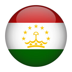 Obraz premium Tajikistan 3D Rounded Country Flag button Icon