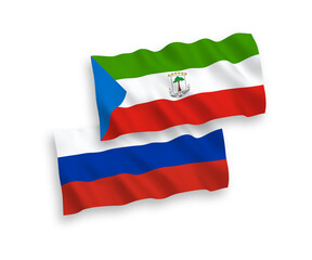 Flags of Republic of Equatorial Guinea and Russia on a white background