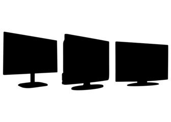 Monitors and TVs in a set. Vector image.