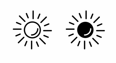 Brightness Icon, Intensity Setting Vector. Sun with rays icon