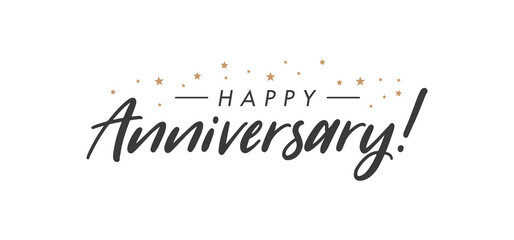 Happy Anniversary calligraphy inscription. Greeting banner. Hand drawn style design. Handwritten modern lettering.
