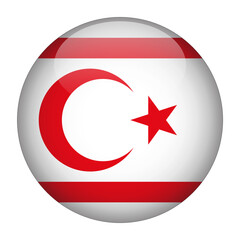 Turkish Republic of Northern Cyprus 3D Rounded Country Flag button Icon