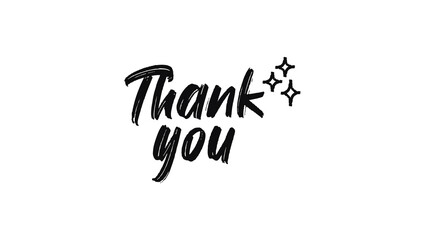 Thank you handwritten inscription with sparkles. Hand drawn lettering. Thanks calligraphic message design. Vector illustration.