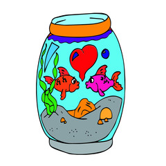 Coloring Aquarium Print Design With Fish
