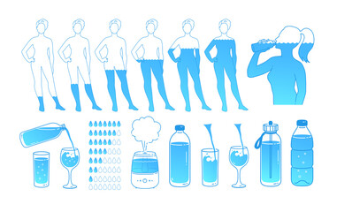 Fototapeta na wymiar Water balance hydration concept illustrations