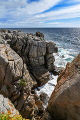 Fototapeta na wymiar Rocky coast at the Atlantic Ocean in France landscape.