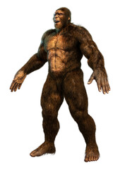 3D Rendering Sasquatch on White