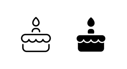 Birthday cake element in flat simple style Editable stroke on white background. Cake icon, Happy birthday. celebration with candle