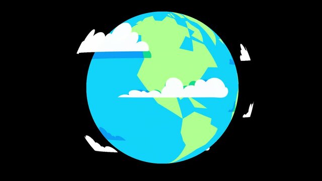 Stylised Earth rotating with clouds. This animation is loopable and has alpha channel so it can be placed on any background. HD - 25fps