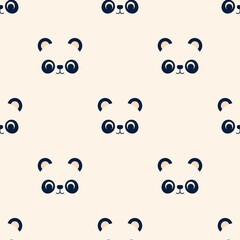 Seamless vector  pattern with cute panda character. Cute vector illustration for kids. Perfect print for fabric, textile, wallpaper, poster, postcard and gift wrapping. Pastel colors