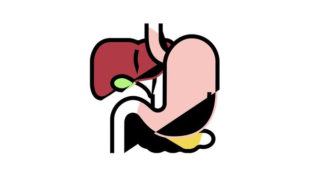 gastrointestinal tract animated color icon. gastrointestinal tract sign. isolated on white background