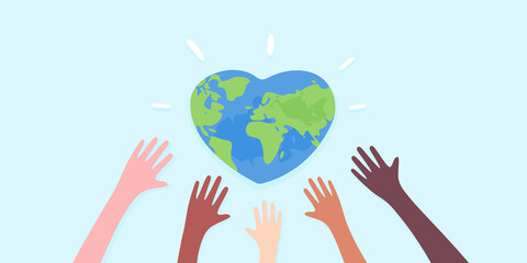 Earth in heart shape abstract illustration