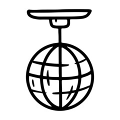 Mirror disco ball linear vector icon in doodle sketch style