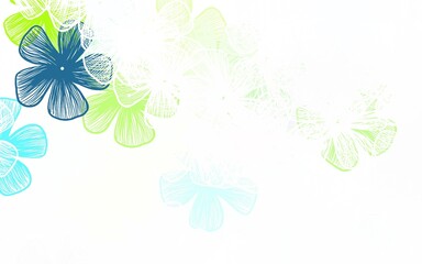 Light Green, Yellow vector doodle background with flowers