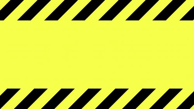 A warning caution tape, angled stripes with a horizontal scroll. Yellow background, slow motion.
