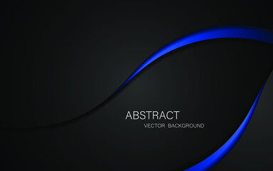 Abstract black and blue curves on black background with free space for design. modern template design vector illustration
