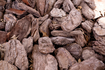 Chopped bark close up
