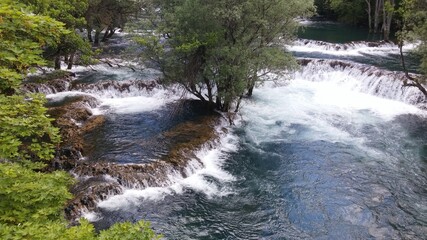 nature, river, waterfall