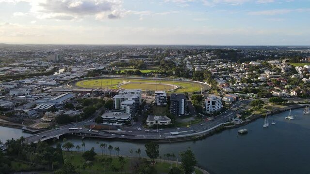 Aerial View Of Albion Park Paceway In Albion Suburb, Brisbane City, Australia.