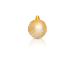 small golden ball with sequins isolated on white background