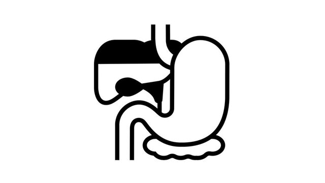 gastrointestinal tract animated line icon. gastrointestinal tract sign. isolated on white background