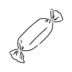 Hand Drawn Candy wrapped Sketch Symbol isolated on white background. Vector Candies In Trendy Style