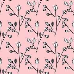 Seamless pattern with flower on pink background for textiles