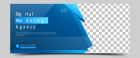 Business banner template design. Editable vector design with place for the photo. Usable for banner, cover, header, and background.