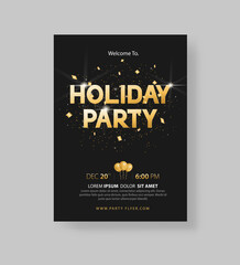  black holiday party and happy new year party invitation flyer design and greeting card template