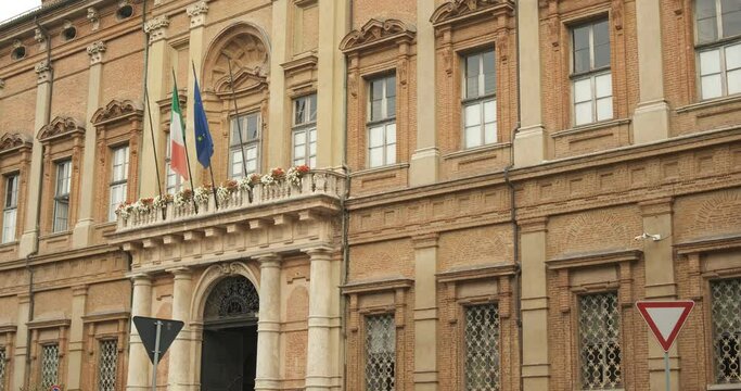Palazzo Ghilini. Palace of the Prefecture of Alessandria.Palazzo Ghilini is a Baroque building built in terracotta bricks, designed by Benedetto Alfieri. 