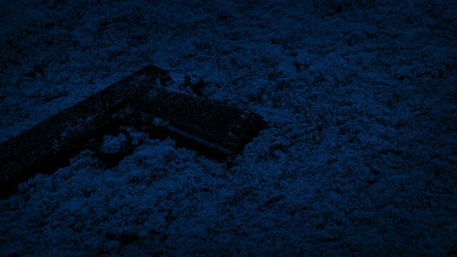 Hand Gun On The Beach At Night