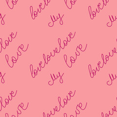 love you hearts romantic pattern illustration isolated on white. black and white seamless pattern