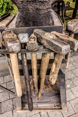 Blacksmith vintage tool kit near the anvil