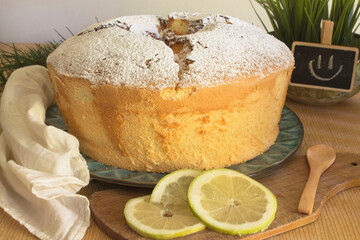 chiffon cake with lemon for your breakfast 