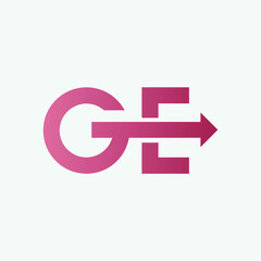 Letter GE, arrow logo, monogram, initial letters