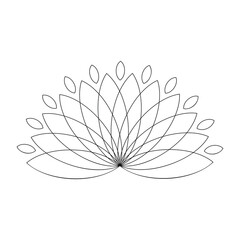 Lotus flower icon, design element, logo concept for your brand, black outline isolated on white background, vector illustration