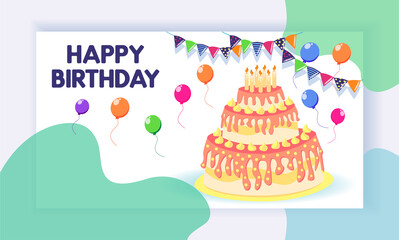 Concept of landing page with birthday celebrations theme. Birthday party celebration