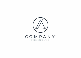 Letter A minimalist logo design with circle shape