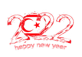 Happy New 2022 Year with flag of Northern Cyprus.